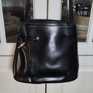 Longchamps Black Leather Shoulder Bag